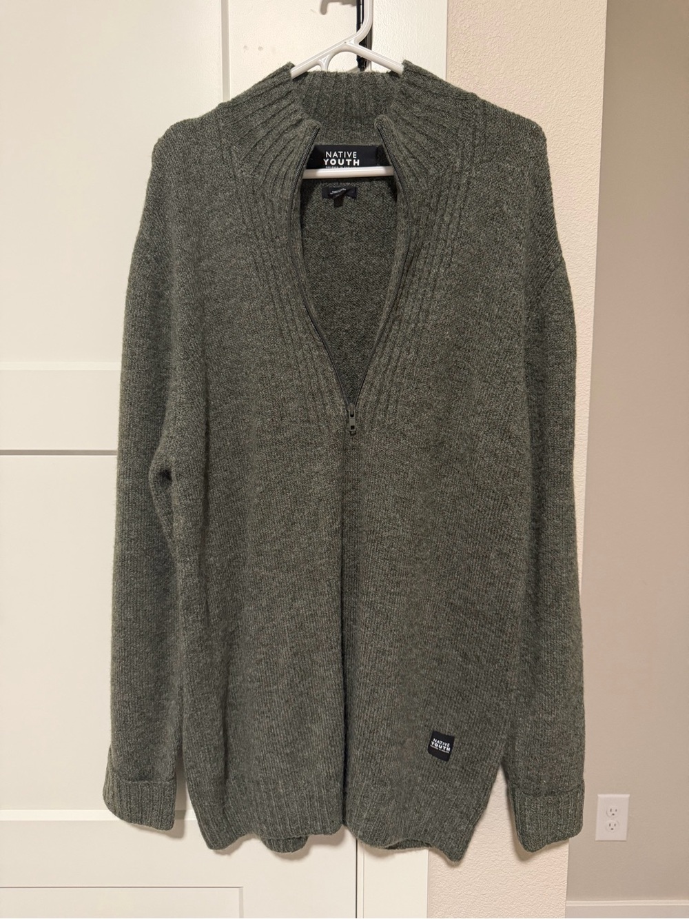 Native Youth Men's Green Half-Zip knitted Sweater XL new